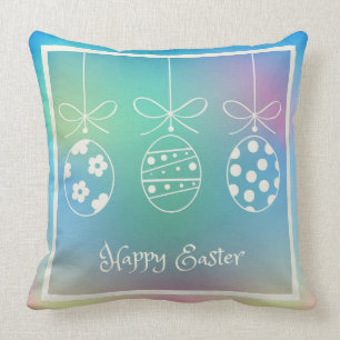 Happy Easter Spring Eggs Hunt Party Artwork Throw Pillow