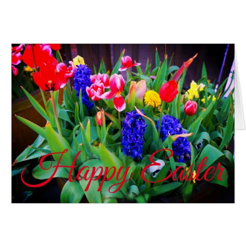 Happy Easter Spring Flowers 3 Card