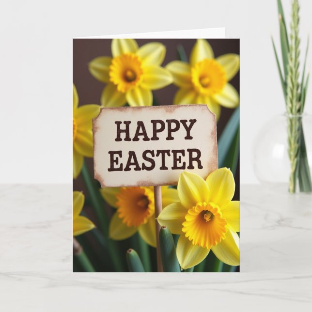 Happy Easter Spring Flowers Card (Front)