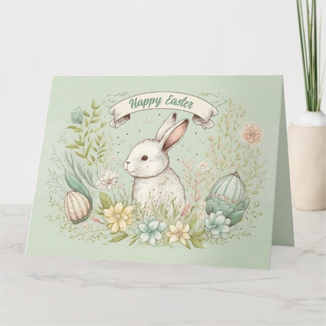Happy Easter spring flowers illustration Card (Front)