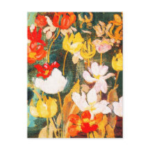Happy Easter. Spring Flowers Painting Fine Art