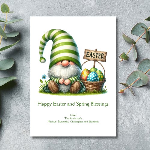 Happy Easter Spring Gnome Easter  Holiday Card