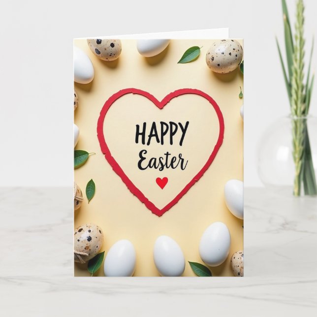 Happy Easter Spring Heart Card (Front)