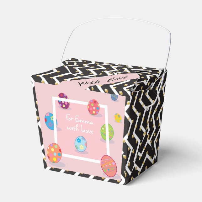 Happy Easter Spring Holiday cute bunny Eggs Hunt Favor Boxes (Front Side)
