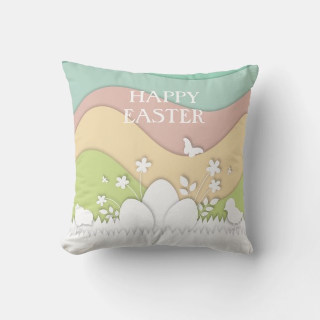 Happy Easter, spring nature easter holiday Throw Pillow (Front)