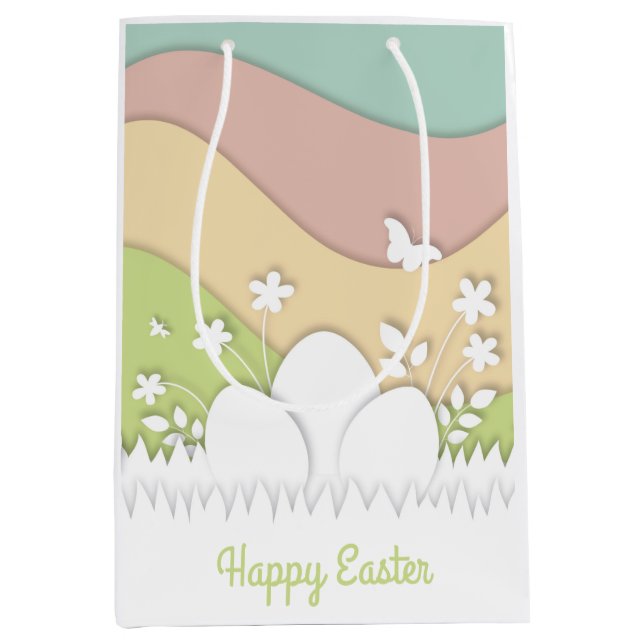 Happy Easter, spring nature landscape holiday Medium Gift Bag (Front)