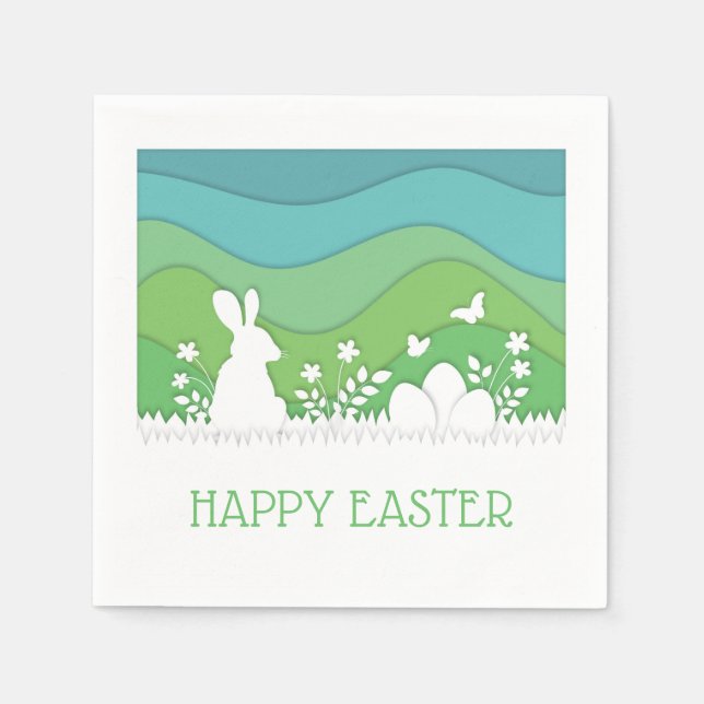 Happy Easter, spring nature landscape holiday Napkins (Front)