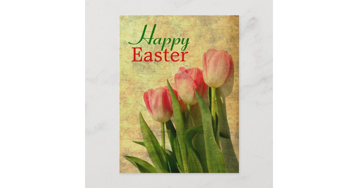 Happy Easter Spring Tulips Postcards