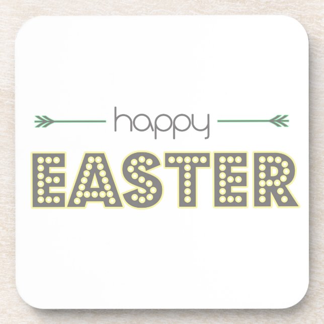 happy easter spring yellow mint green simple coaster (Front)