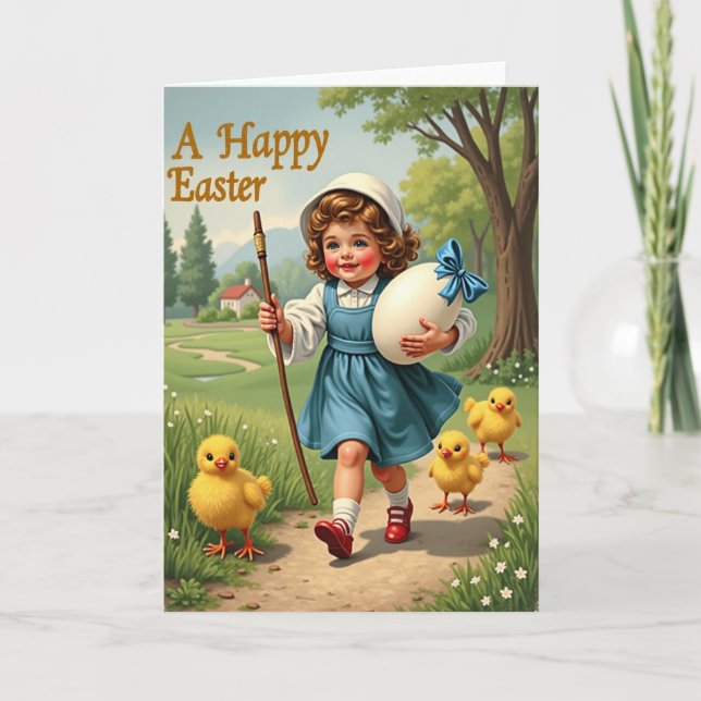 Happy Easter Springtime Child Card (Front)