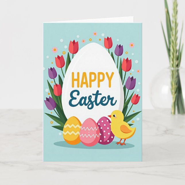 Happy Easter Springtime Egg Card (Front)