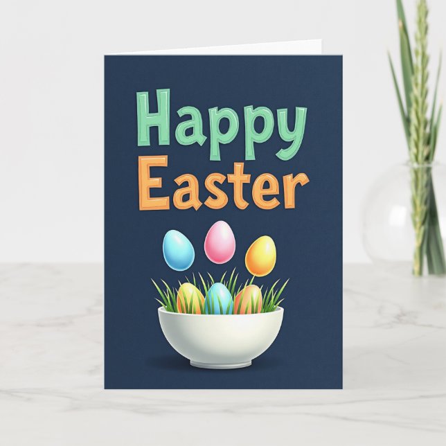 Happy Easter Springtime Eggs Card (Front)