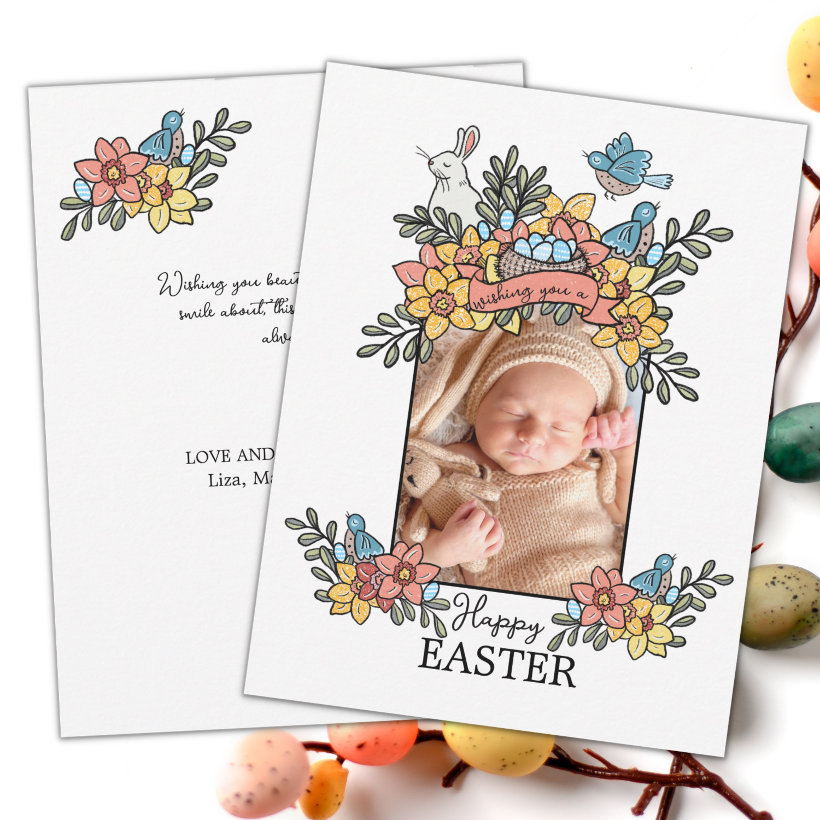 Happy Easter Springtime Photo Holiday Card (Creator Uploaded)