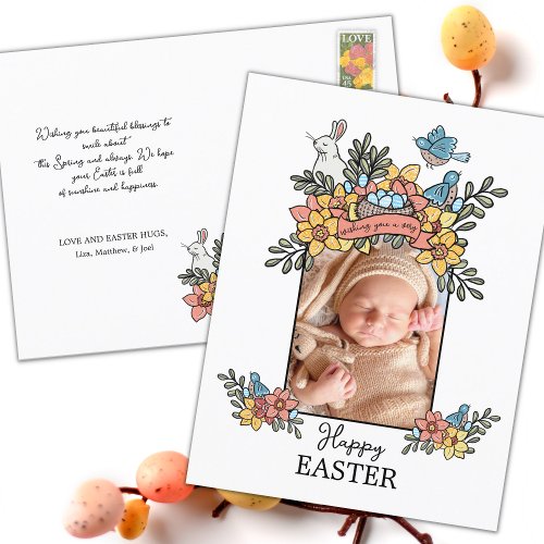 Happy Easter Springtime Photo Holiday Postcard