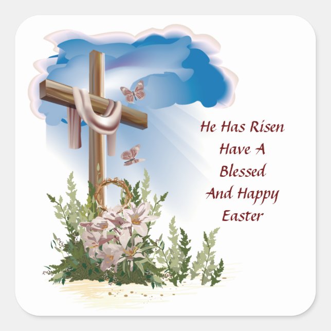 Happy Easter Square Sticker (Front)