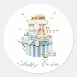 Happy Easter Stickers with Pastel Easter Eggs