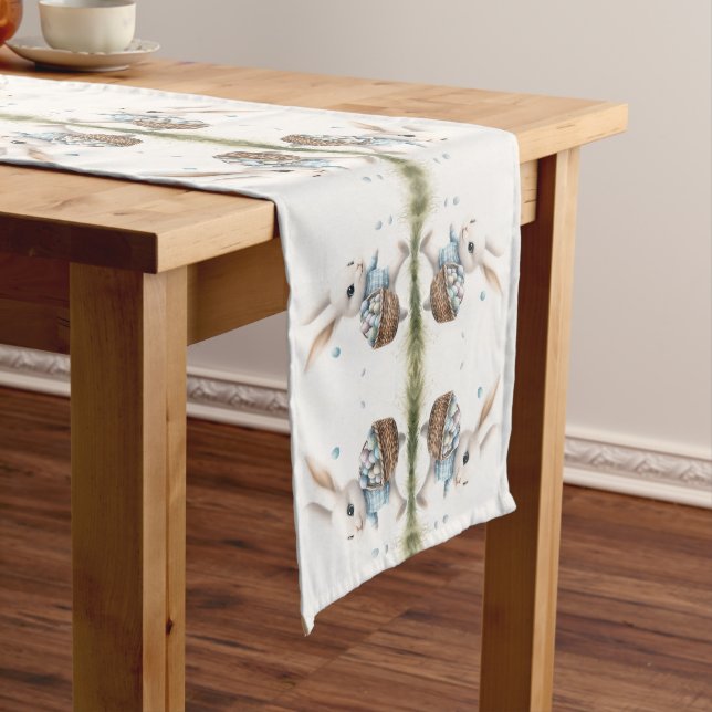 Happy Easter Strolling Bunny Pattern Table Runner (In Situ)