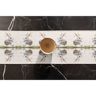 Happy Easter Strolling Bunny Pattern Table Runner