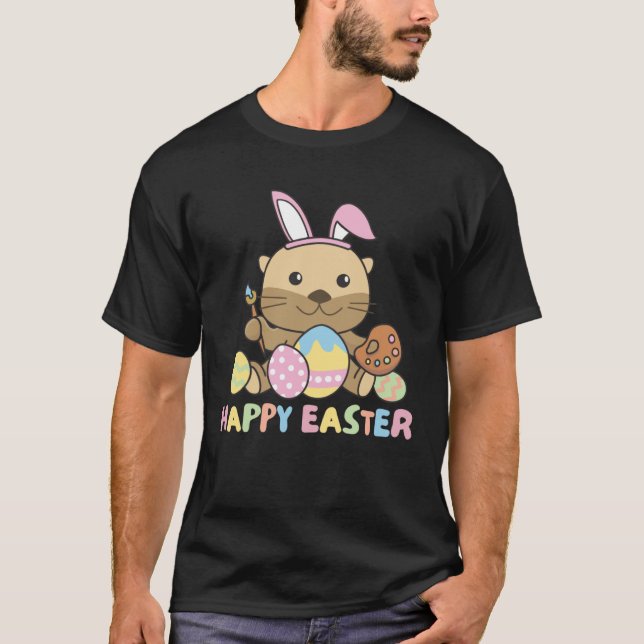 Happy Easter Sweet Otter For Easter With Easter Eg T-Shirt (Front)