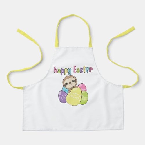 Happy Easter Sweet Sloth Easter With Easter Eggs A Apron