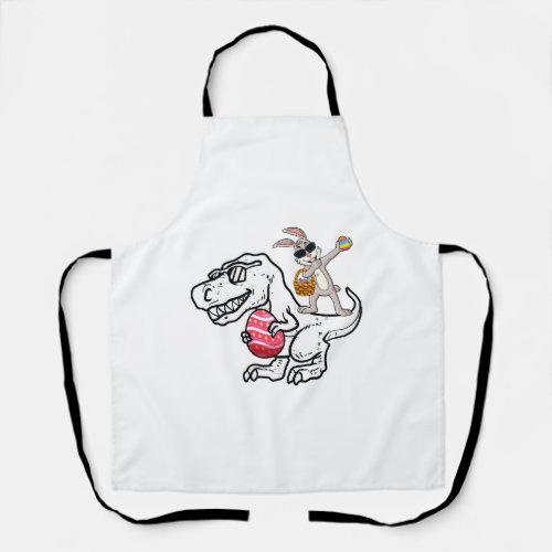 Happy Easter T Rex Dino Dabbing Rabbit Easter Day Apron