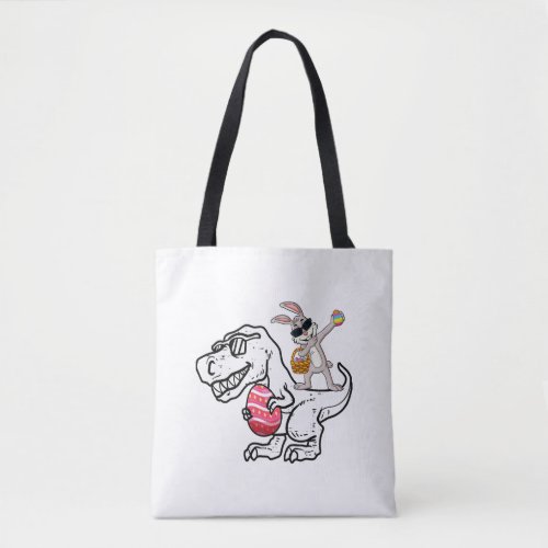 Happy Easter T Rex Dino Dabbing Rabbit Easter Day Tote Bag