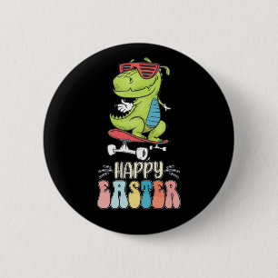 Happy Easter T Rex Dinosaur Bunny Rabbit Eggs Button