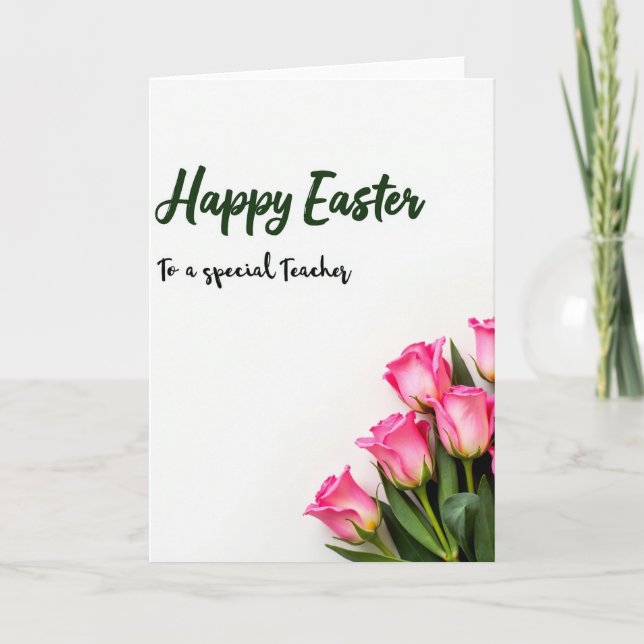 Happy Easter Teacher Floral Card (Front)