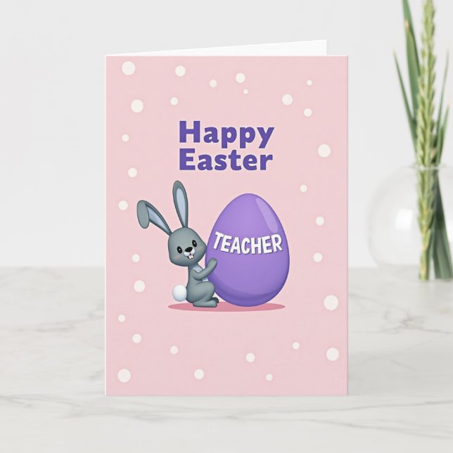 Happy Easter Teacher Rabbit Card (Front)