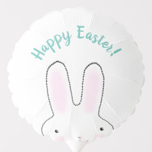 Happy Easter teal cute Easter Bunny custom script Balloon