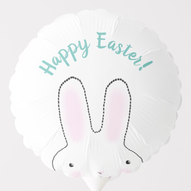 Happy Easter teal cute Easter Bunny custom script  Balloon (Front)