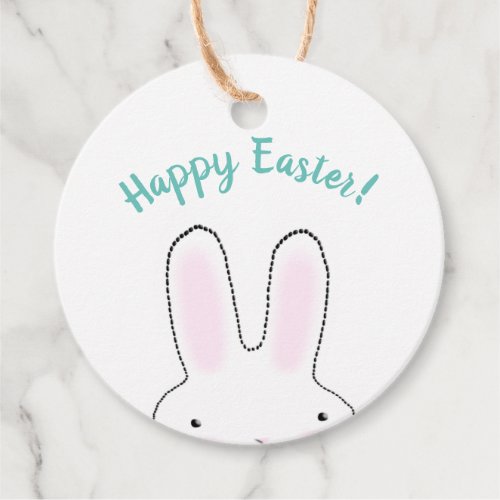 Happy Easter teal cute Easter Bunny custom script Favor Tags