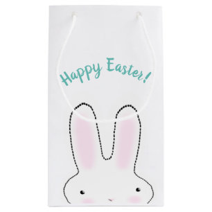 Happy Easter teal cute Easter Bunny custom script Small Gift Bag