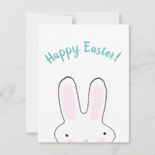 Happy Easter teal funny bunny custom script cute Card
