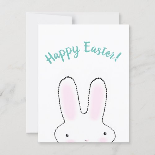 Happy Easter teal funny bunny custom script cute Card
