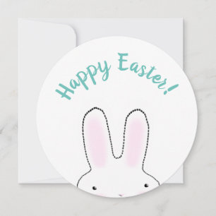Happy Easter teal pink pastel colors funny bunny  Card