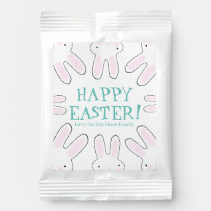 Happy Easter teal white custom text cute bunnies Hot Chocolate Drink Mix