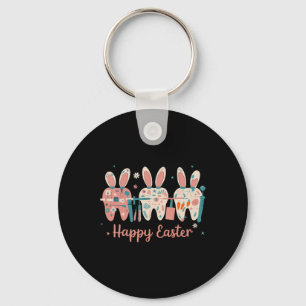 Happy Easter Teeth Tooth Rabbit Ears Dental Dentis Keychain