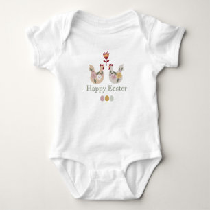 Happy Easter templates with eggs, flowers, chicken Baby Bodysuit