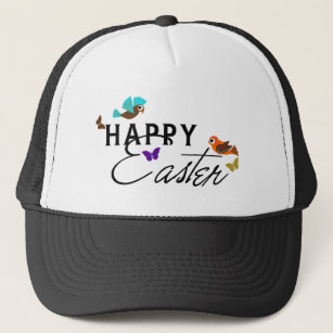 Happy Easter Text Design With Butterflies & Birds Trucker Hat