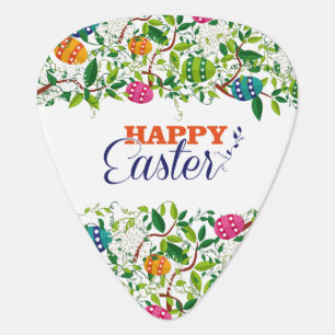 Happy Easter Text & Easter Eggs Pattern Guitar Pick