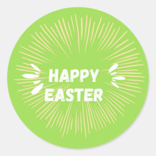 Happy Easter text on green Classic Round Sticker
