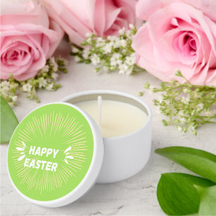 Happy Easter text on green Mini Candle Favors