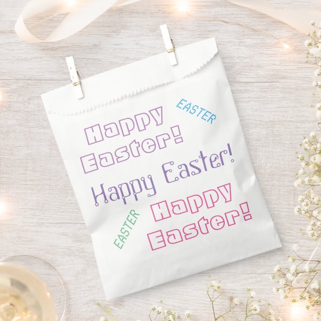 Happy Easter Theme Pastel Typography Favor Bag (Clipped)