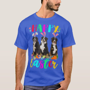 Happy Easter Three Bernese Mountain Wearing Bunny T-Shirt
