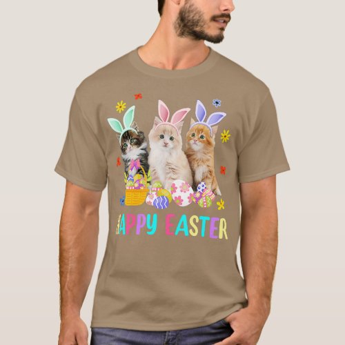 Happy Easter Three Cat Wearing Bunny Ear Kitty Kit T_Shirt