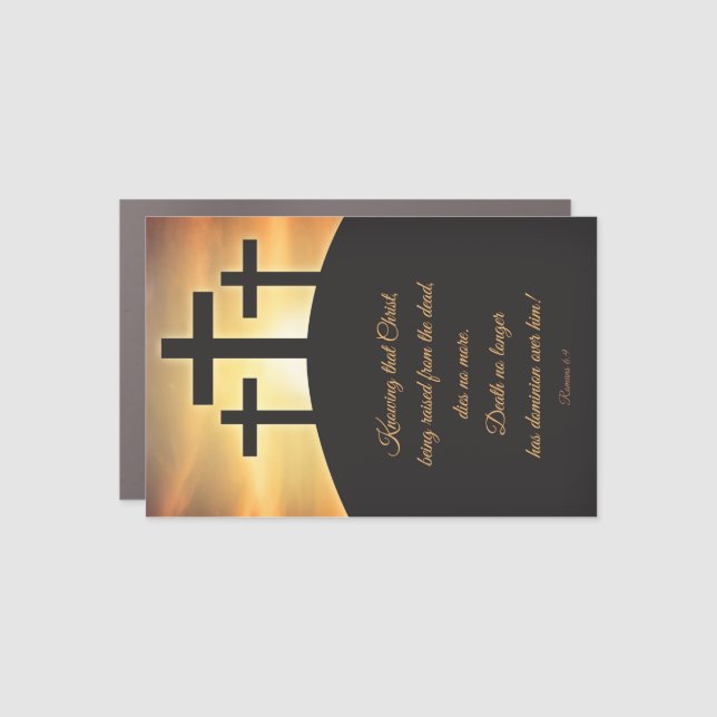 Happy Easter Three Crosses on Calvary Car Magnet (Front)