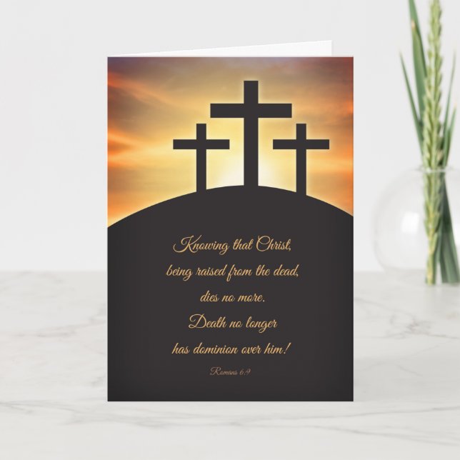 Happy Easter Three Crosses on Calvary Holiday Card (Front)