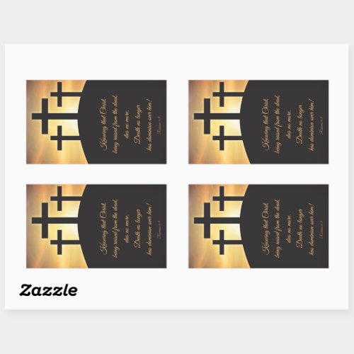 Happy Easter Three Crosses on Calvary Rectangular Sticker