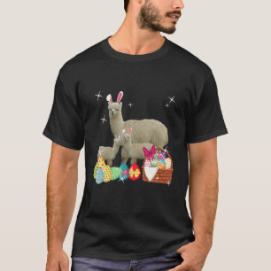 Happy Easter Three Llama Wearing Bunny Ear Llama L T-Shirt